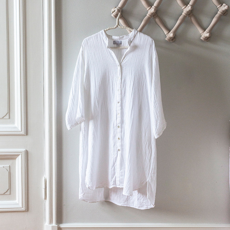 Oversized Shirt / White Gauze - Loungewear - Rowan Essentials - Rowan Essentials